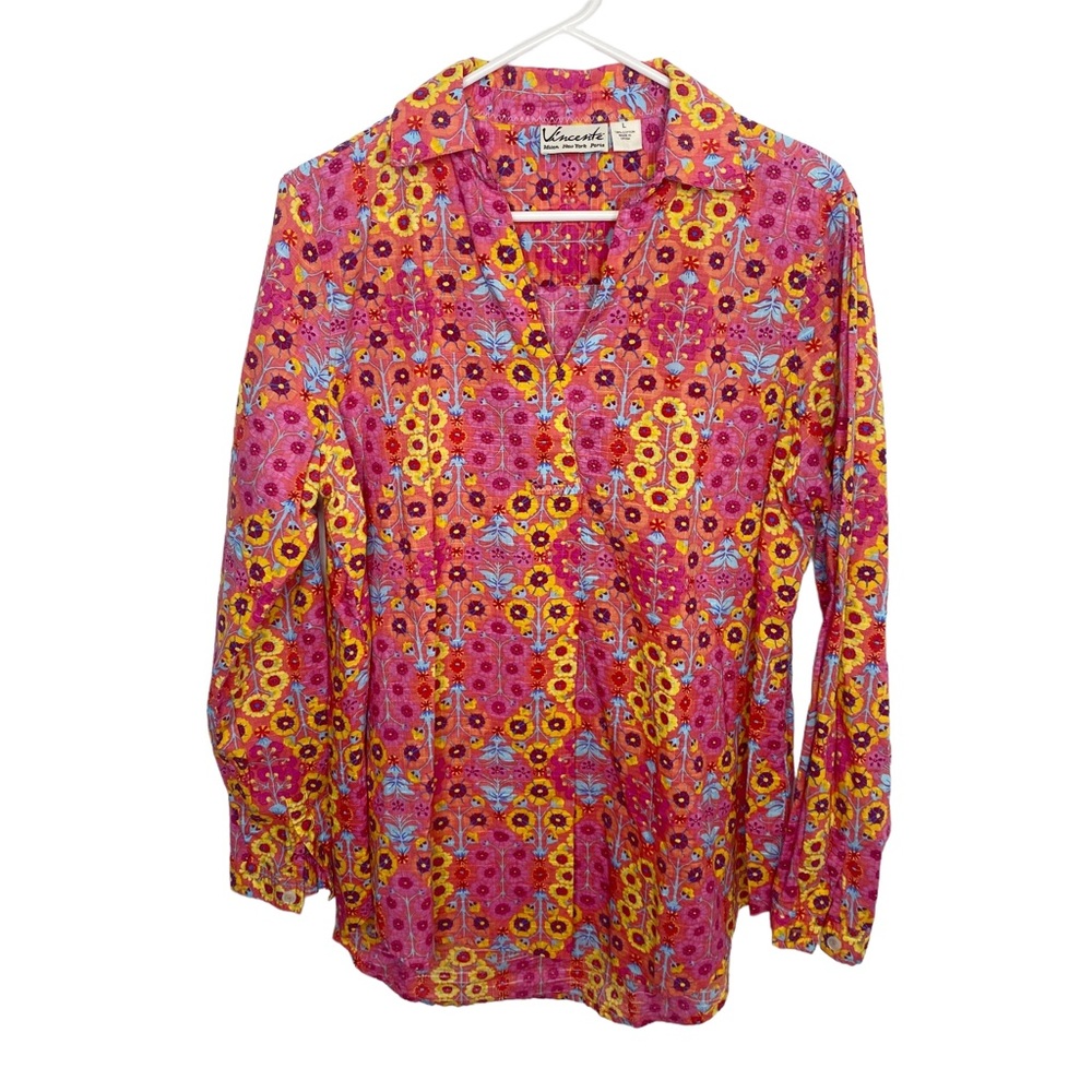Vincente pink patchwork floral top